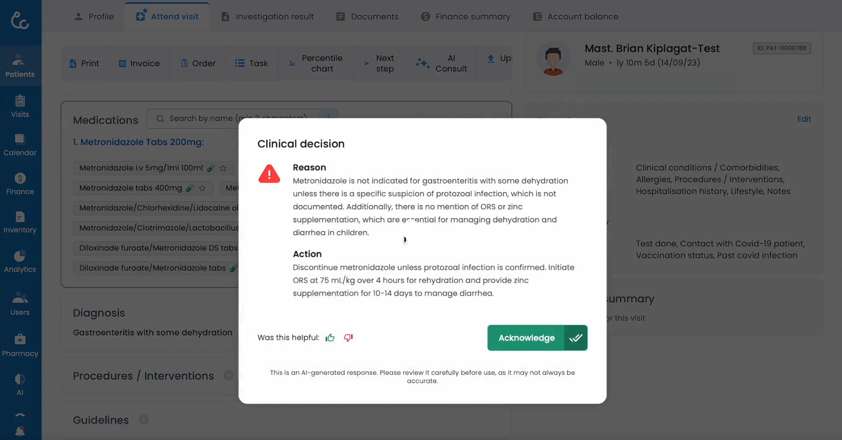 AI Consult отмечает рецепт на основе данных из медицинских карт пациента