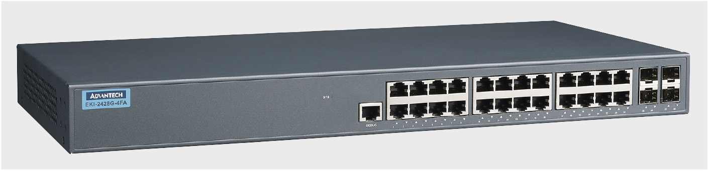 Рис. 3. Гигабитный неуправляемый коммутатор Advantech EKI-2428G-4FA