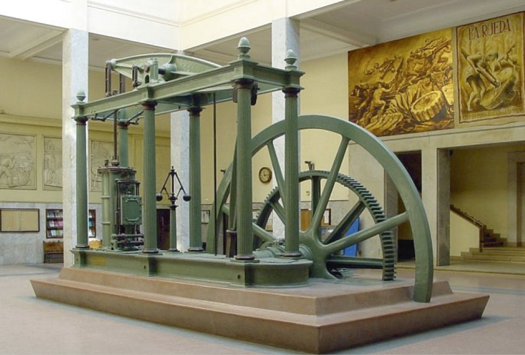 Рис. 2. Паровая машина двойного действия Джеймса Уатта Иллюстрация с сайта turismoria.com.br