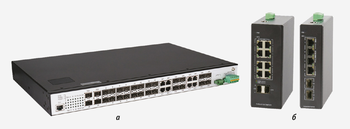 Рис. 2. Промышленные Ethernet-коммутаторы от BDCOM: серия IES2000 (а); серия IES200 (б)