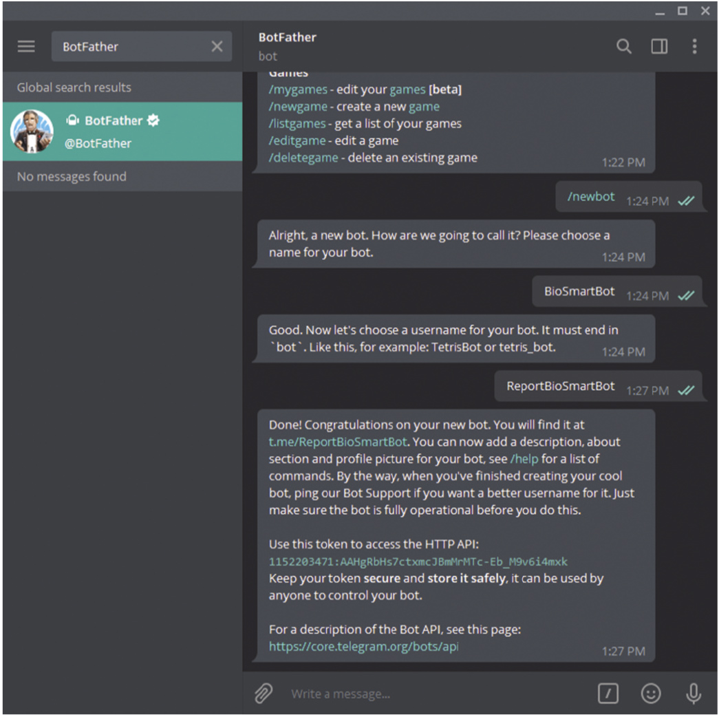 Рис. 4. Интеграция с Telegram