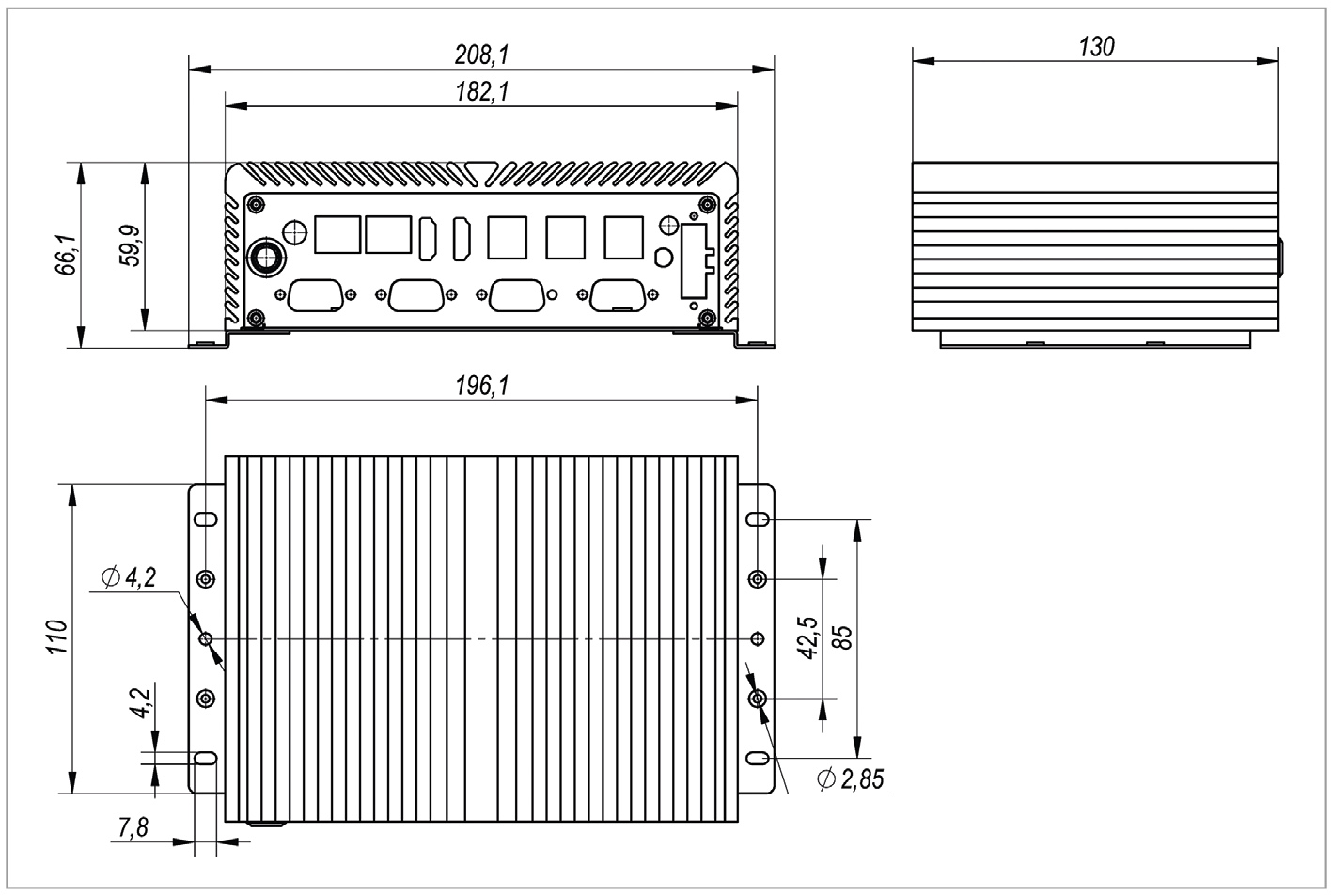 Рис. 2. Габаритные размеры компьютера ER-8200
