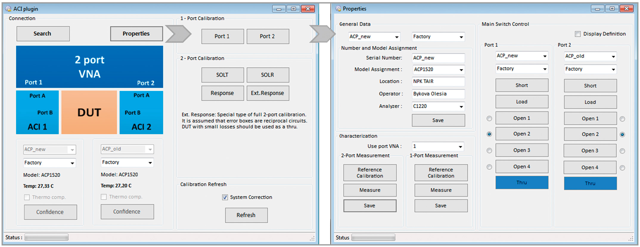 Рис. 2. Пример программного обеспечения измерительной системы