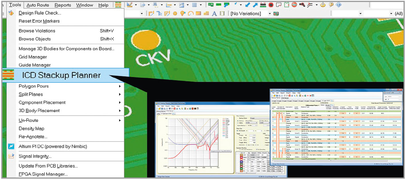 Рис. 9. Приложение ICD Stackup Planner для стека слоёв в Altium Designer