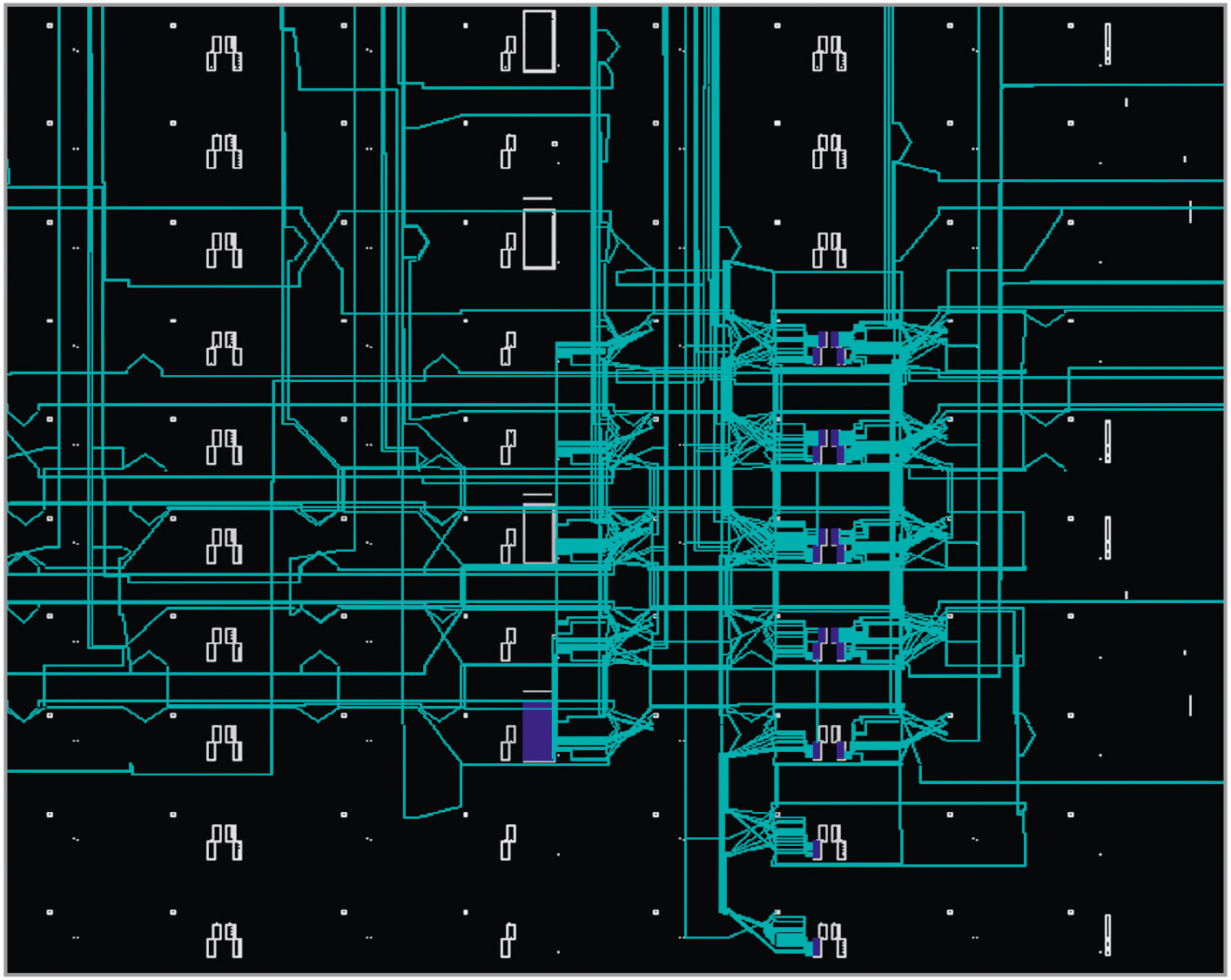 Рис. 7. Синтезированный компонент умножителя в Xilinx FPGA Editor