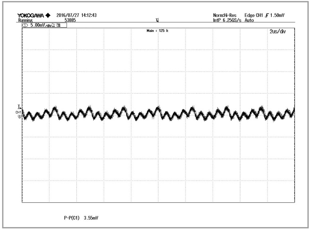 Рис. 12. Пульсации выходного напряжения ARE10005S после внешнего фильтра