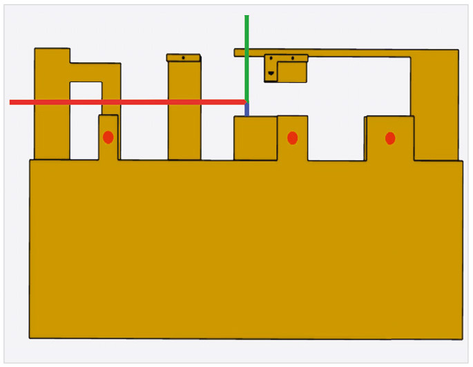 Рис. 7. Трёхпортовая антенна MIMO (вид снизу)