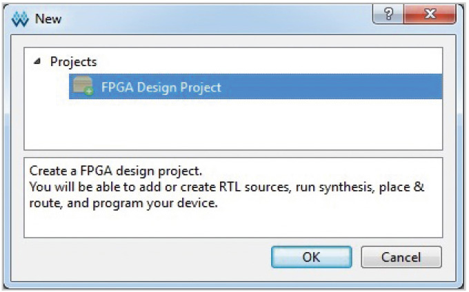 Рис. 2. Окно вариантов нового проекта