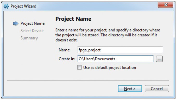 Рис. 3. Окно задания имени нового проекта и пути к нему