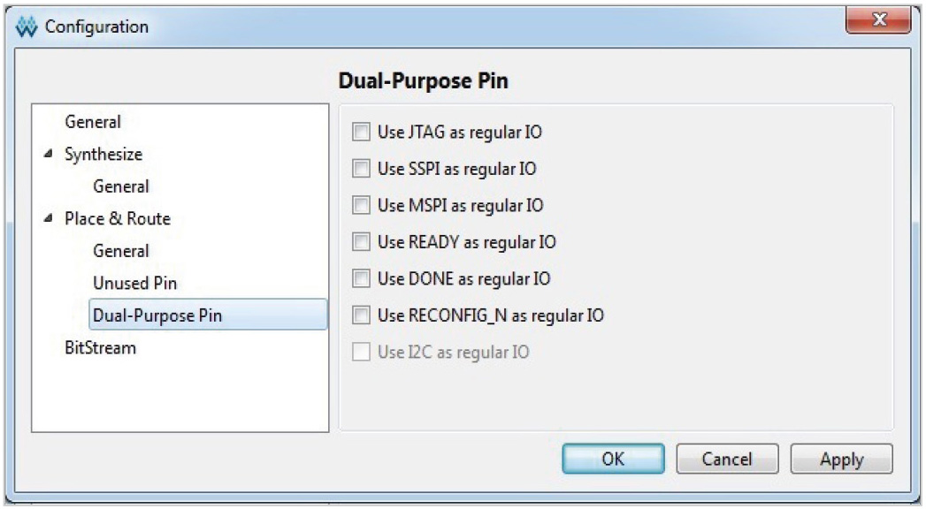 Рис. 11. Использование выводов двойного назначения ПЛИС