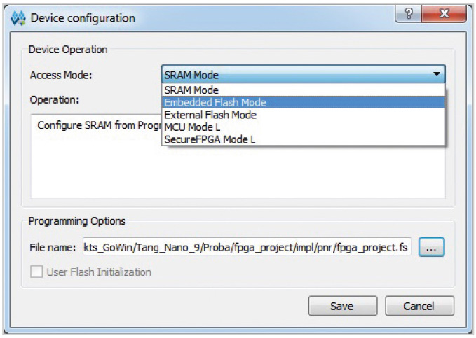 Рис. 23. Окно конфигурирования целевой ПЛИС