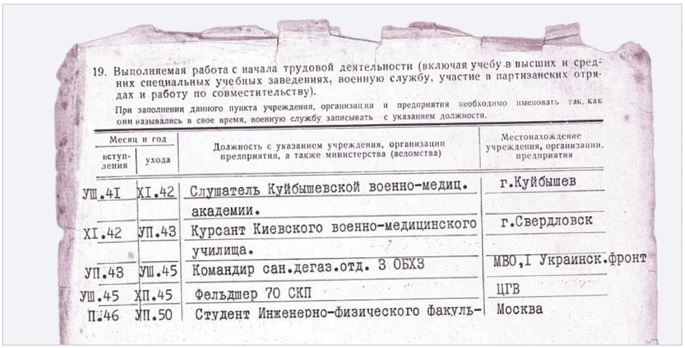 Рис. 4. Выписка из трудовой книги Н.Г. Басова