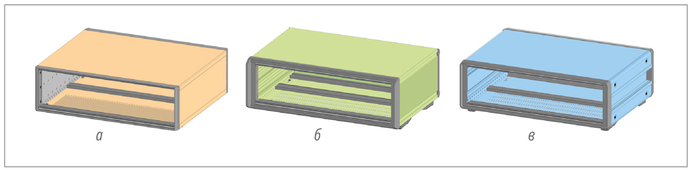 Рис. 2. Приборные корпуса компании Schroff: а – RatiopacPRO; б – PropacPRO; в – CompacPRO